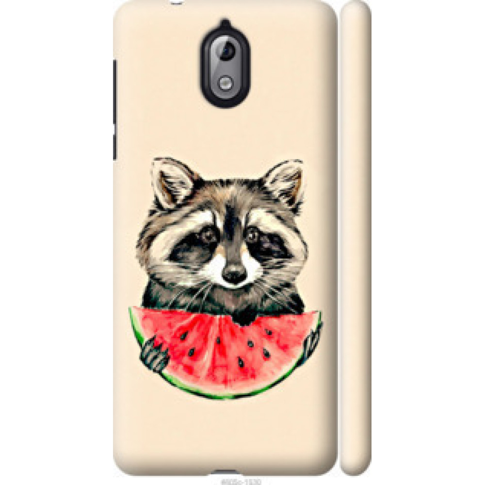 Чохол на Nokia 3.1 Енотик с арбузом (4605c-1530)