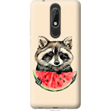 Чехол на Nokia 5.1 Енотик с арбузом (4605u-1529)