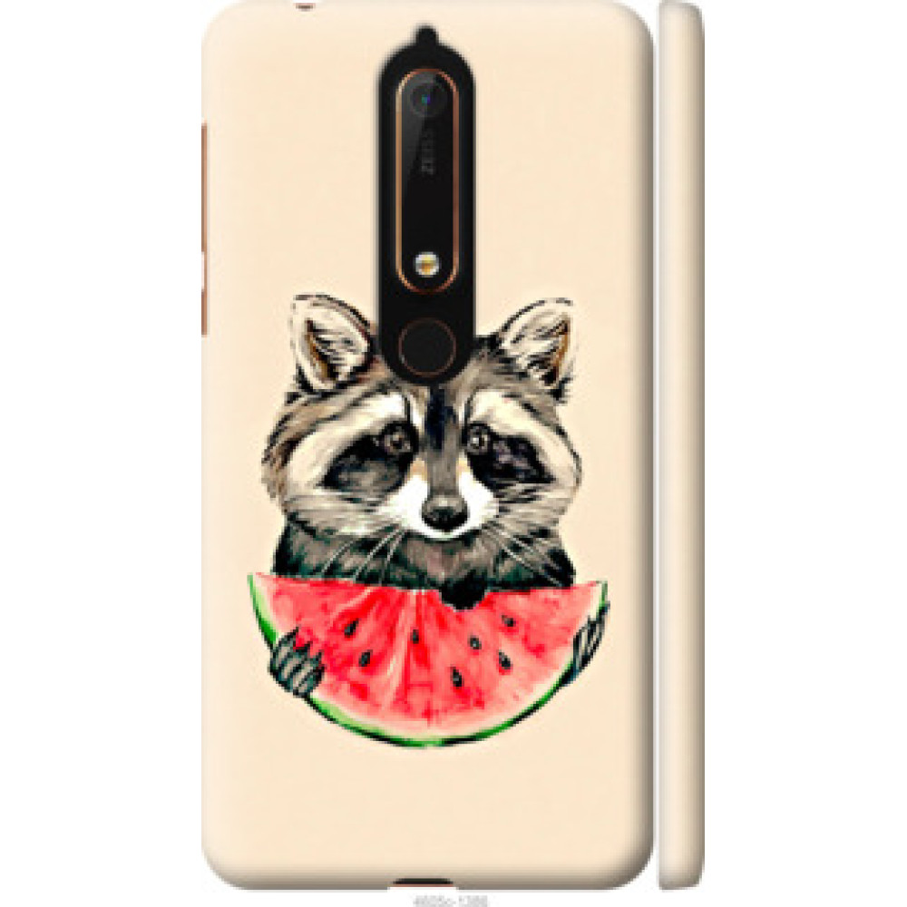 Чехол на Nokia 6 2018 Енотик с арбузом (4605c-1386)
