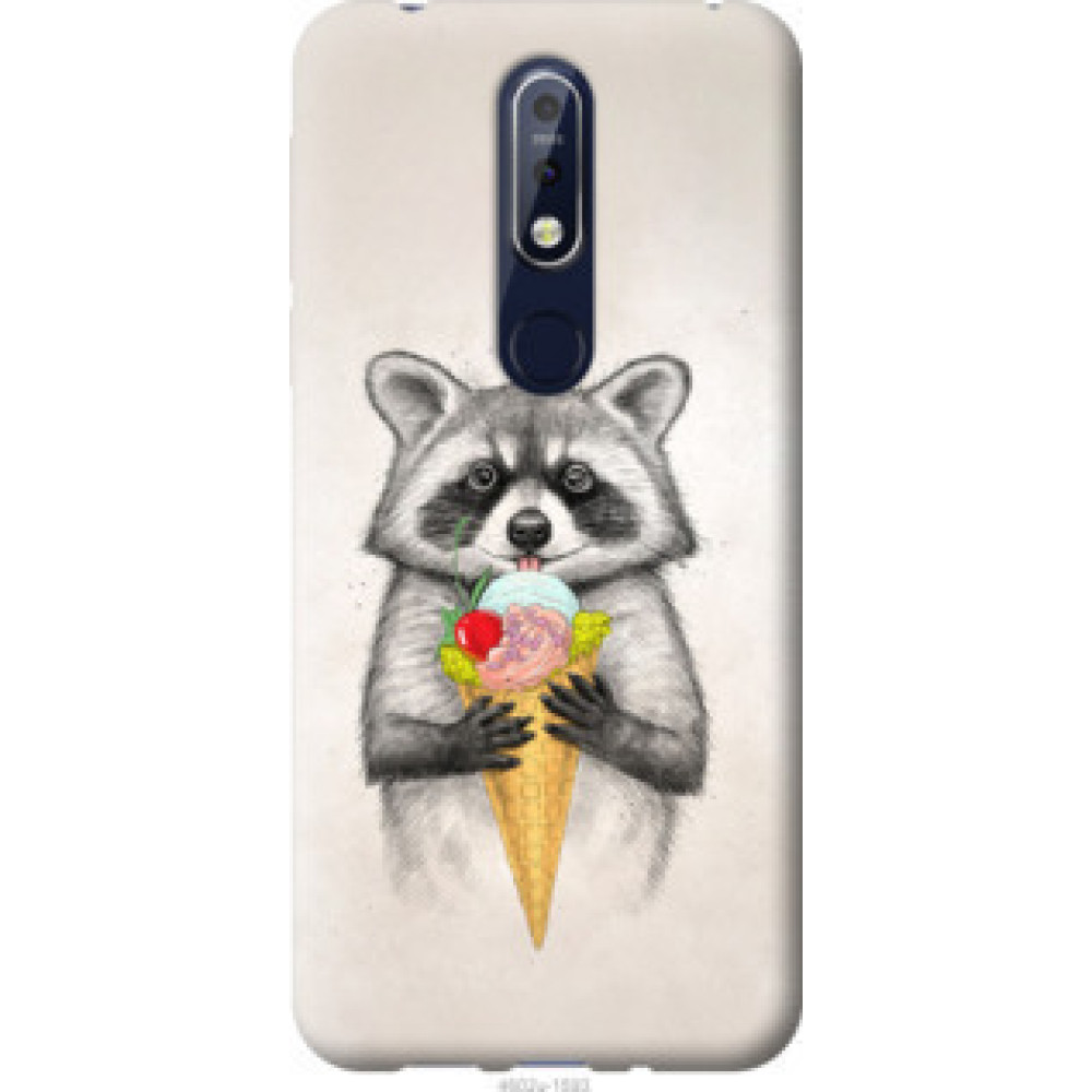 Чехол на Nokia 7.1 Енотик с мороженым (4602u-1593)