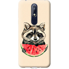 Чехол на Nokia 7.1 Енотик с арбузом (4605u-1593)