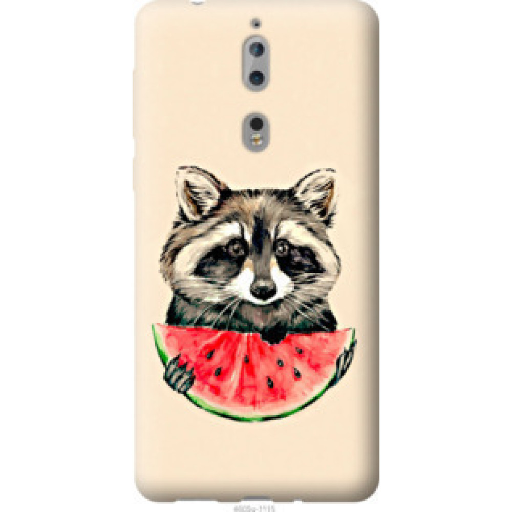 Чохол на Nokia 8 Енотик с арбузом (4605u-1115)