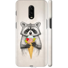 Чехол на OnePlus 6T Енотик с мороженым (4602c-1587)