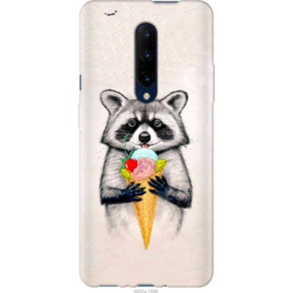 Чехол на OnePlus 7 Pro Енотик с мороженым (4602u-1696)