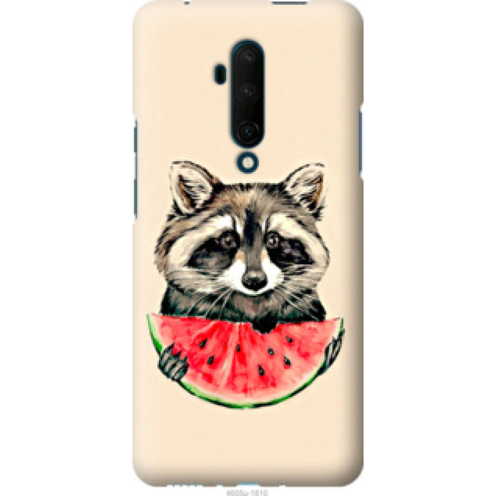 Чохол на OnePlus 7T Pro Енотик с арбузом (4605u-1810)