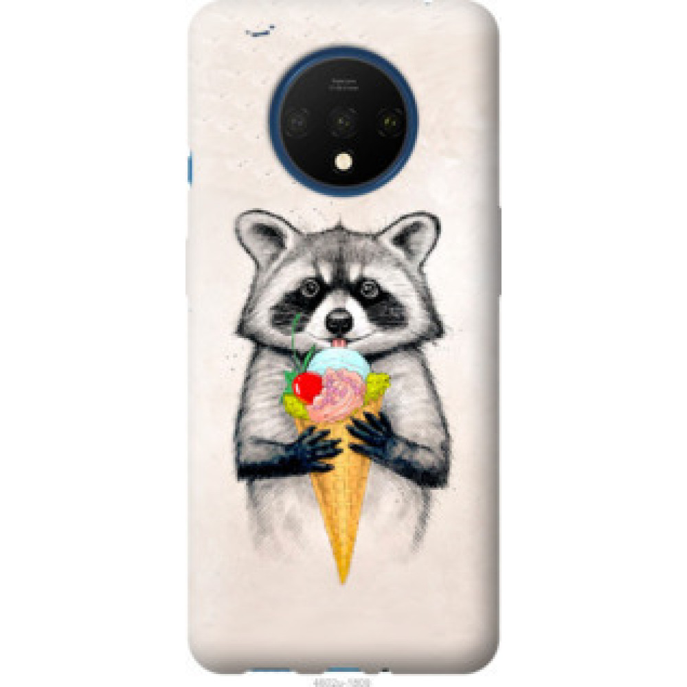 Чехол на OnePlus 7T Енотик с мороженым (4602u-1809)