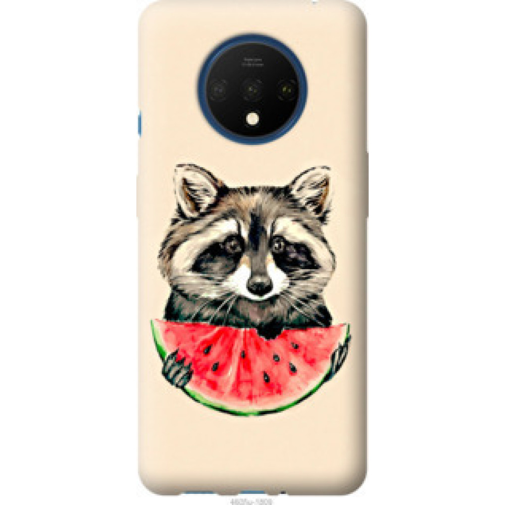 Чехол на OnePlus 7T Енотик с арбузом (4605u-1809)