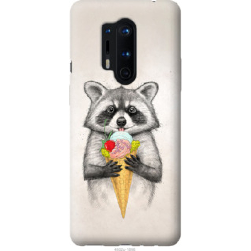 Чехол на OnePlus 8 Pro Енотик с мороженым (4602u-1896)