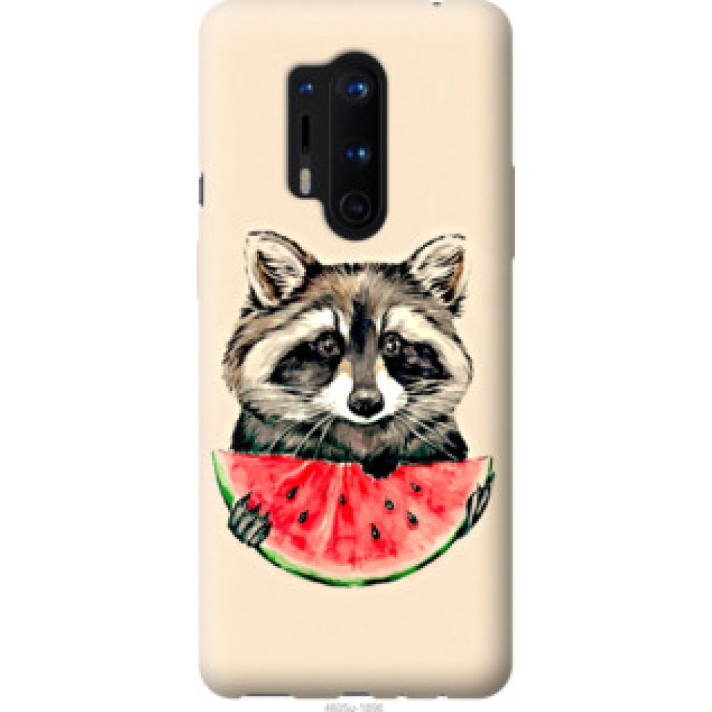 Чехол на OnePlus 8 Pro Енотик с арбузом (4605u-1896)