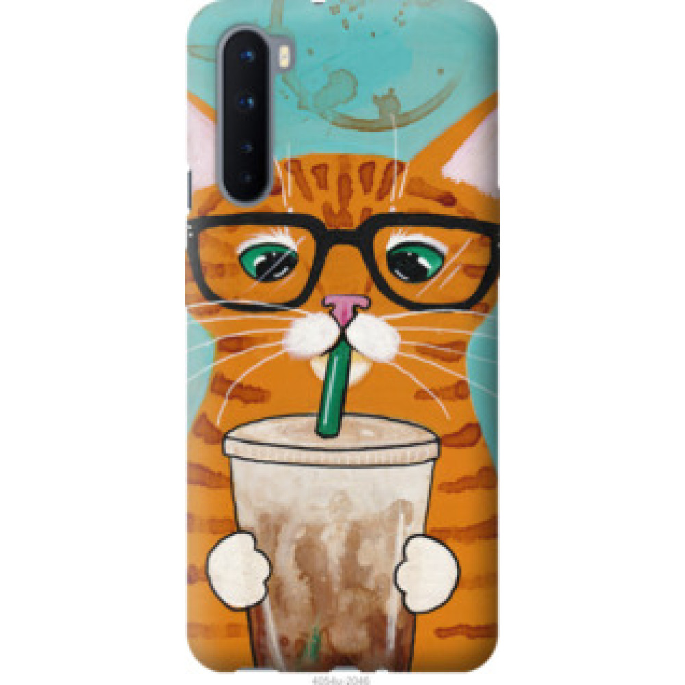Чехол на OnePlus Nord Зеленоглазый кот в очках (4054u-2046)