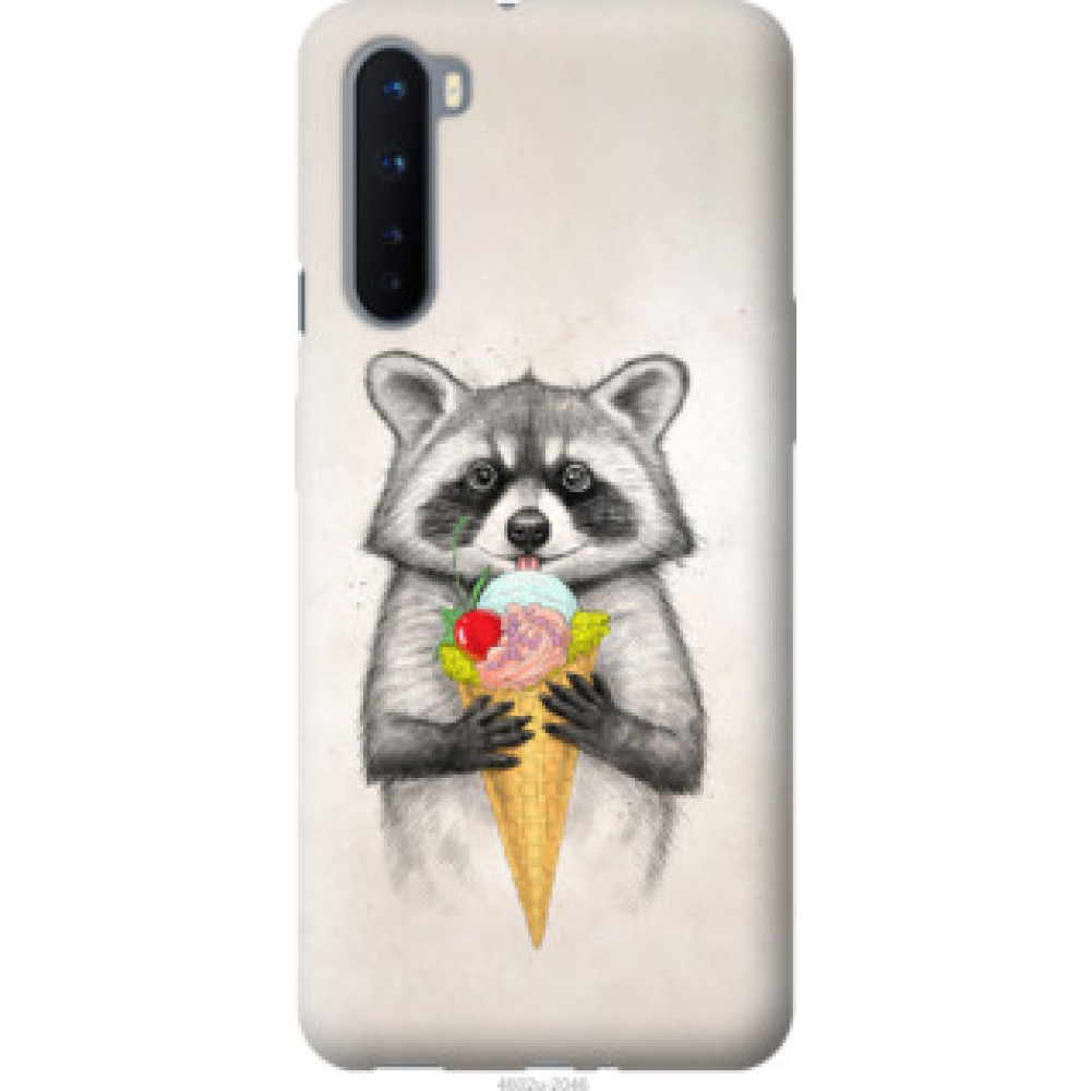 Чехол на OnePlus Nord Енотик с мороженым (4602u-2046)