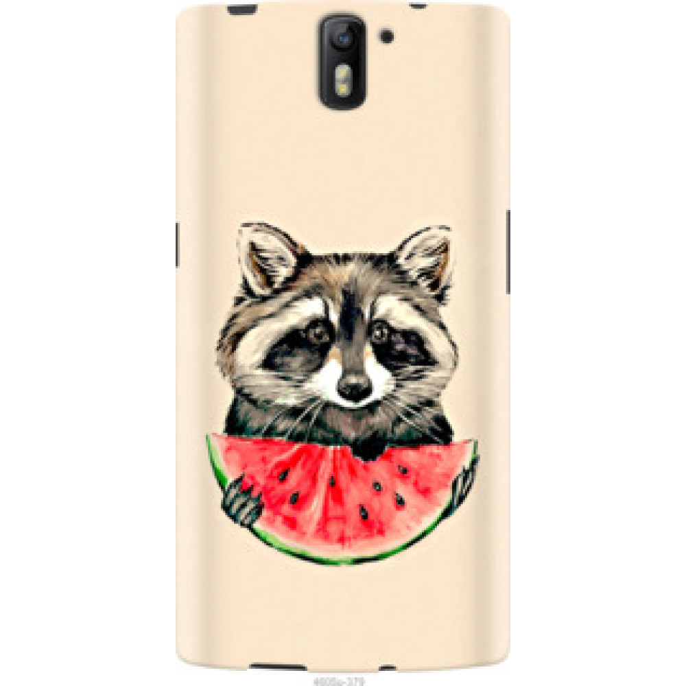 Чохол на OnePlus 1 Енотик с арбузом (4605u-379)