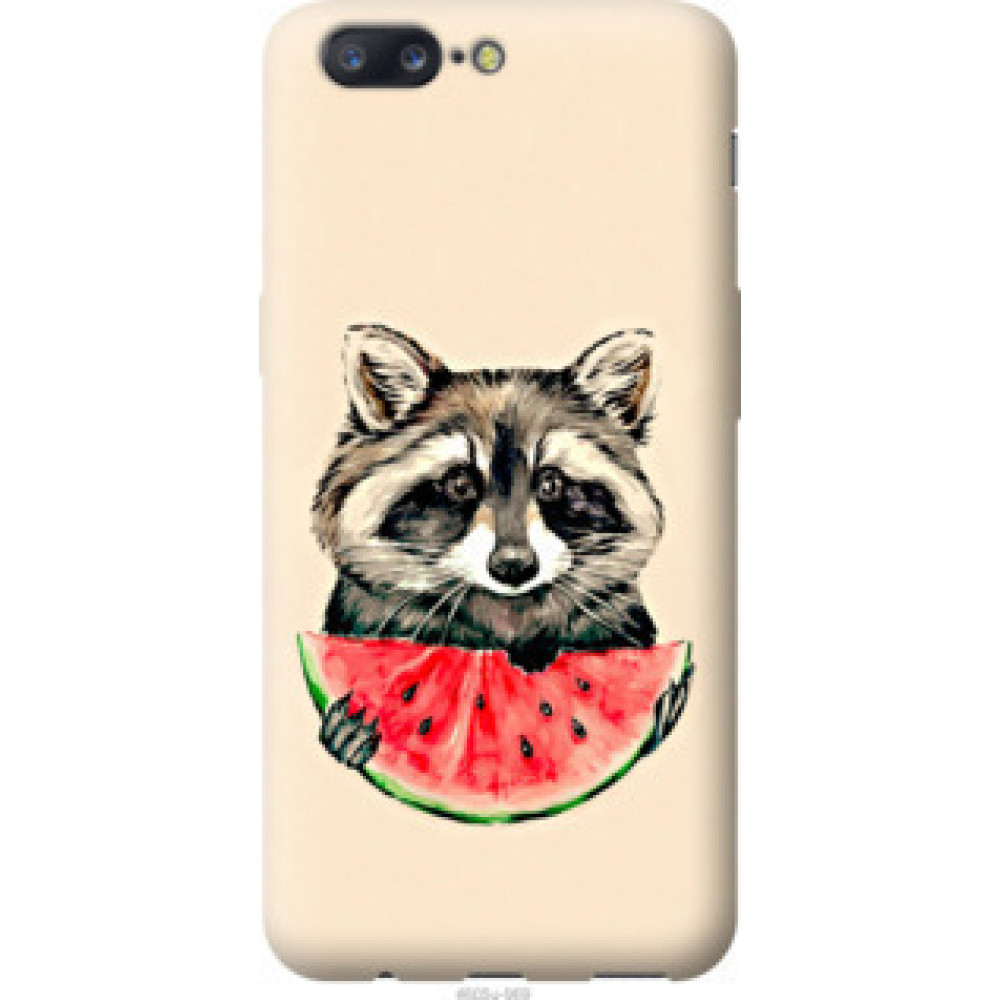 Чехол на OnePlus 5 Енотик с арбузом (4605u-969)