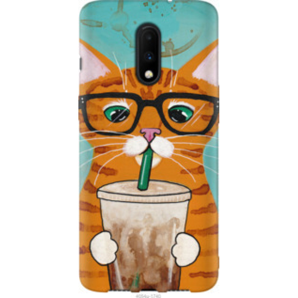 Чехол на OnePlus 7 Зеленоглазый кот в очках (4054u-1740)