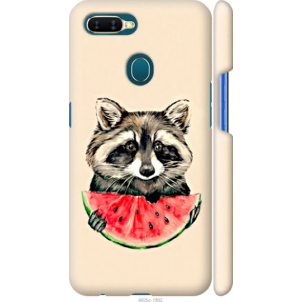 Чехол на Oppo A5S Енотик с арбузом (4605c-1892)