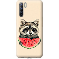 Чехол на Oppo Reno 3 Енотик с арбузом (4605u-1901)