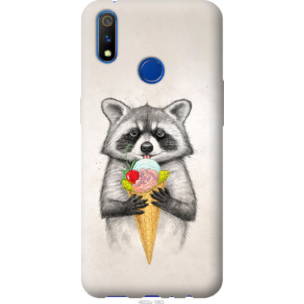 Чохол на Realme X Lite Енотик с мороженым (4602u-2030)