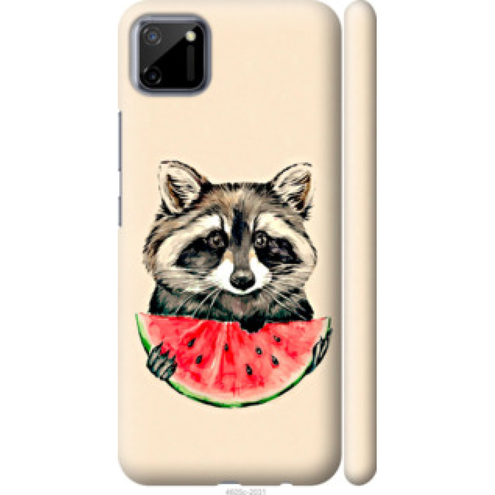 Чохол на Realme C11 Енотик с арбузом (4605c-2031)