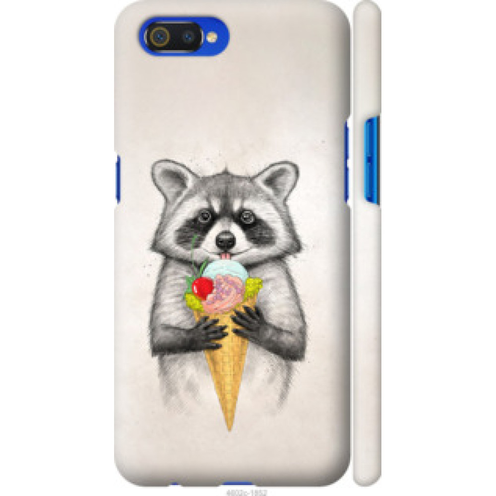 Чехол на Realme C2 Енотик с мороженым (4602c-1852)