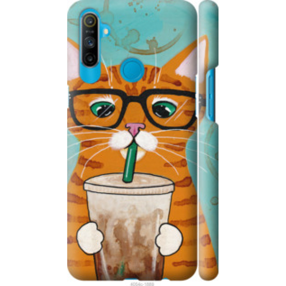 Чехол на Realme C3 Зеленоглазый кот в очках (4054c-1889)