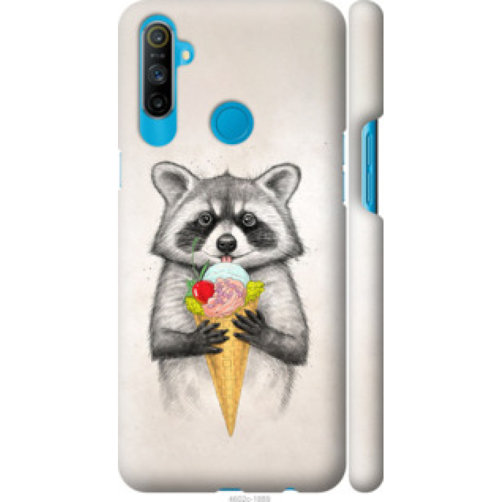Чехол на Realme C3 Енотик с мороженым (4602c-1889)