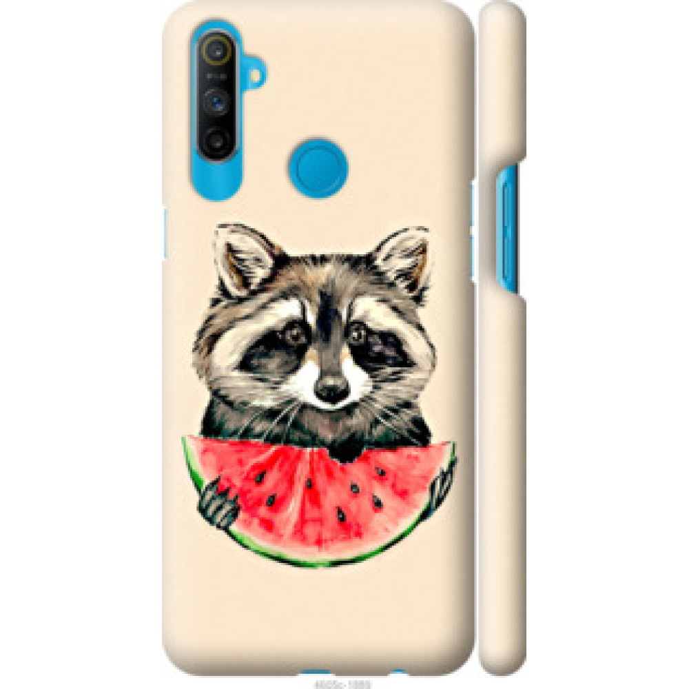 Чехол на Realme C3 Енотик с арбузом (4605c-1889)
