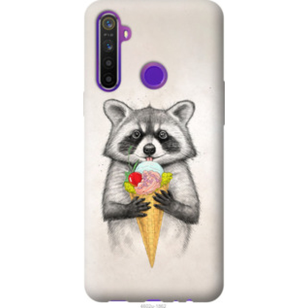 Чехол на Realme 6i Енотик с мороженым (4602c-2059)