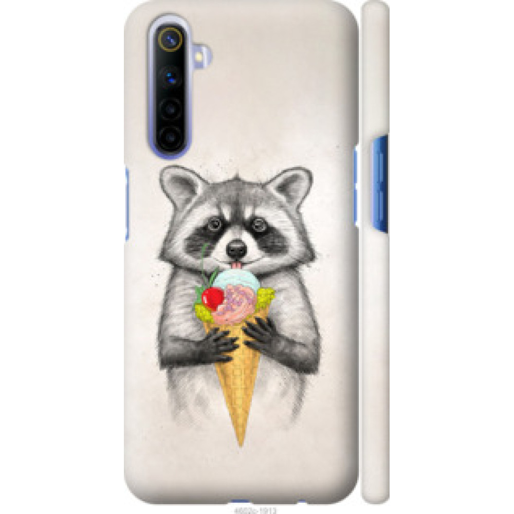 Чохол на Realme 6 Енотик с мороженым (4602c-1913)