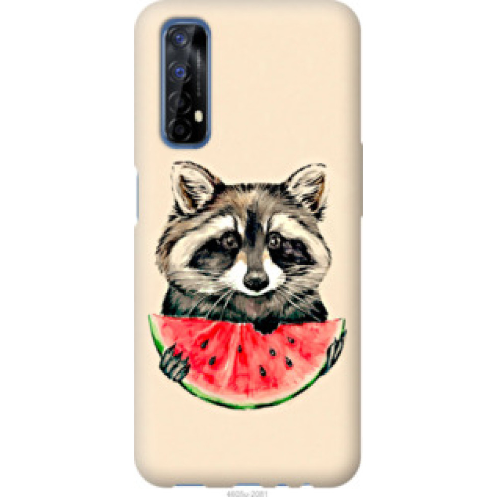 Чохол на Realme 7 Енотик с арбузом (4605u-2081)