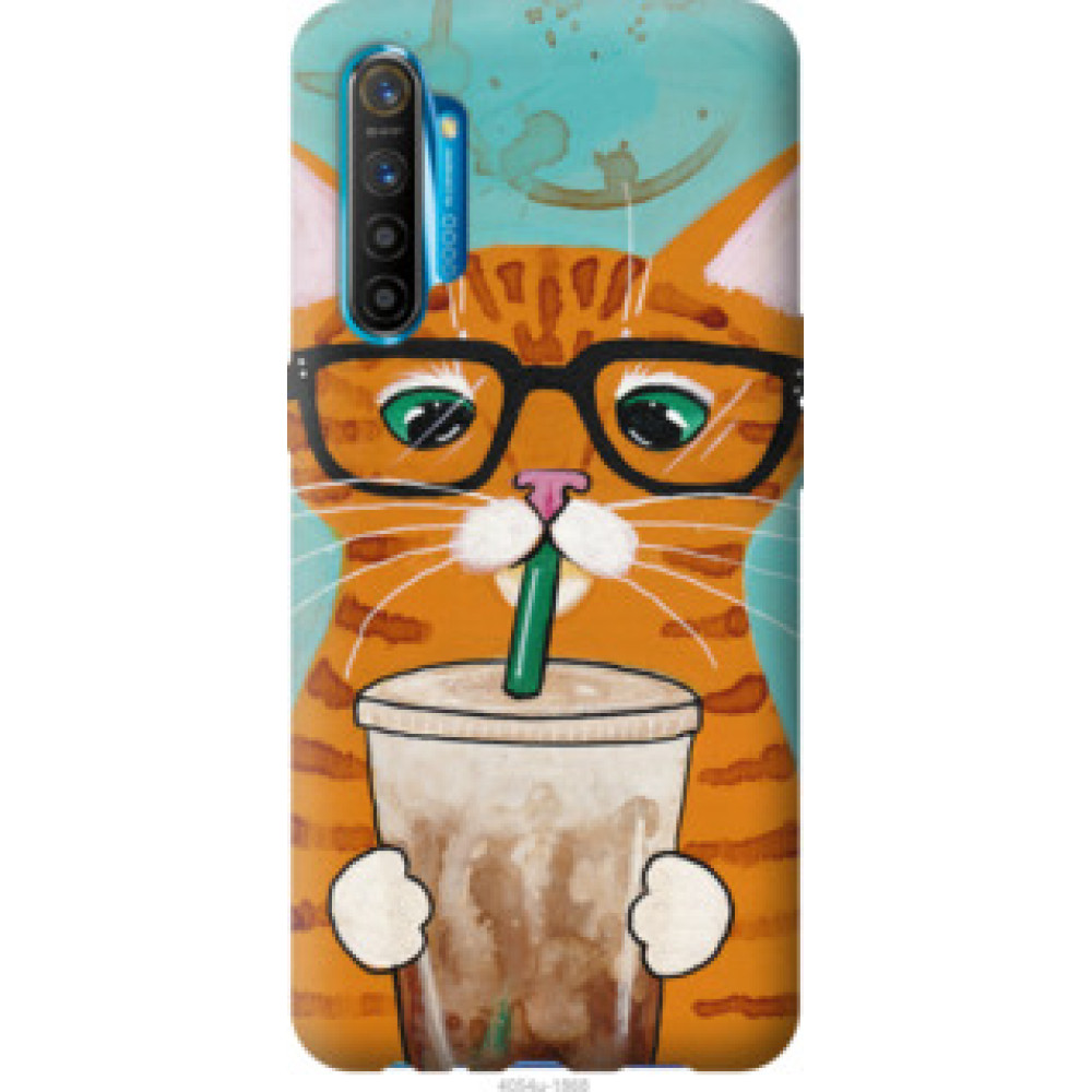 Чехол на Realme XT Зеленоглазый кот в очках (4054u-1868)