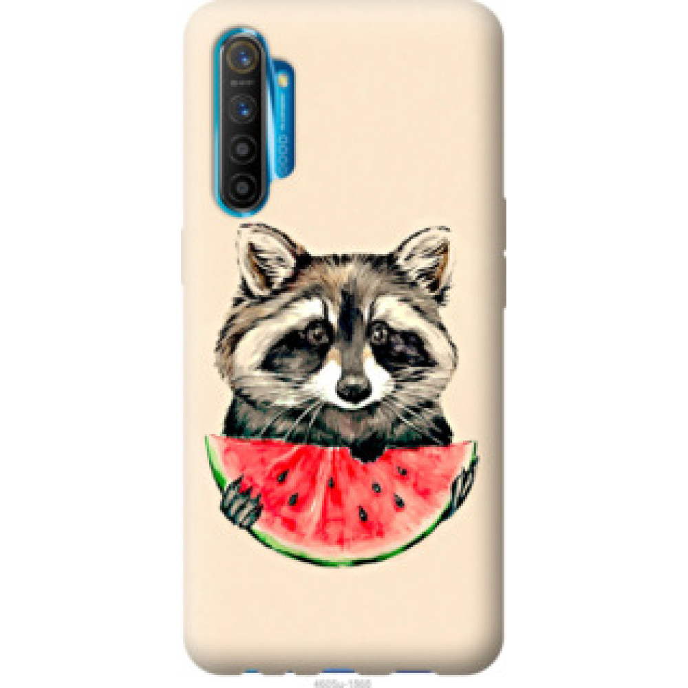 Чехол на Realme XT Енотик с арбузом (4605u-1868)