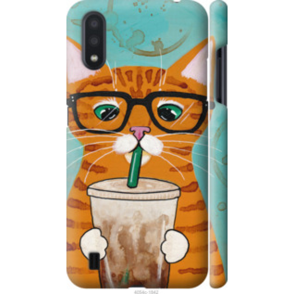 Чохол на Samsung Galaxy A01 A015F Зеленоглазый кот в очках (4054c-1842)