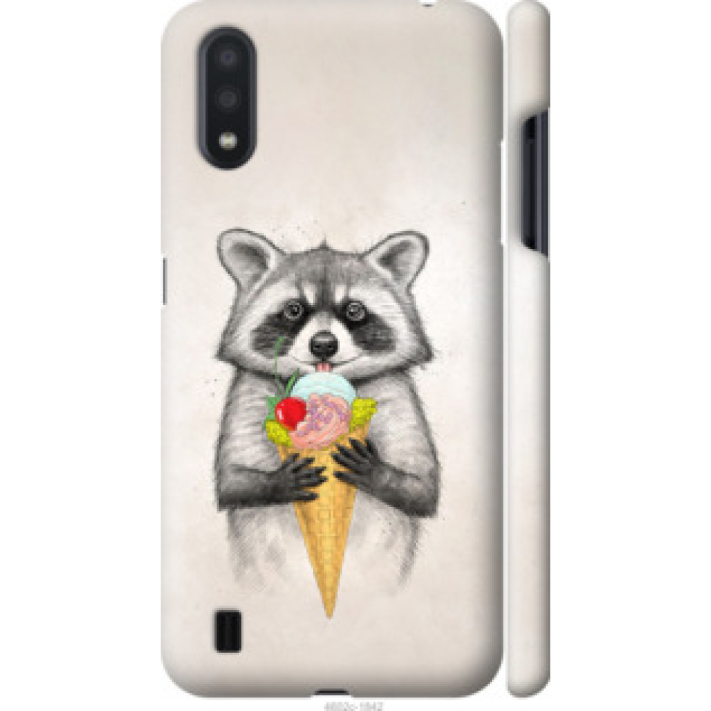 Чехол на Samsung Galaxy A01 A015F Енотик с мороженым (4602c-1842)