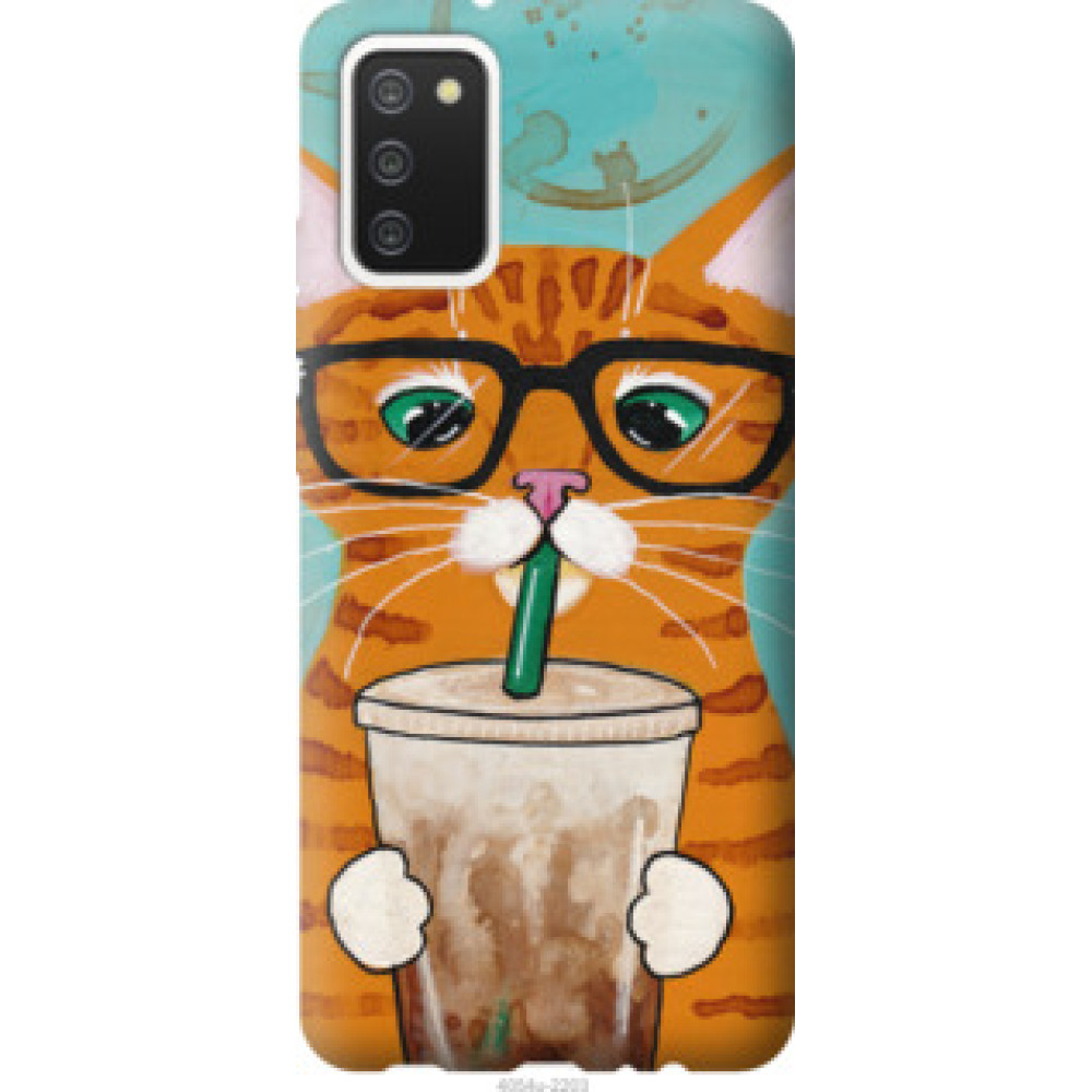 Чехол на Samsung Galaxy A02s A025F Зеленоглазый кот в очках (4054u-2203)