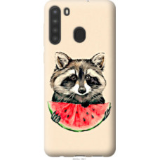 Чехол на Samsung Galaxy A21 Енотик с арбузом (4605u-1841)