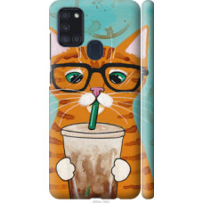 Чехол на Samsung Galaxy A21s A217F Зеленоглазый кот в очках (4054c-1943)