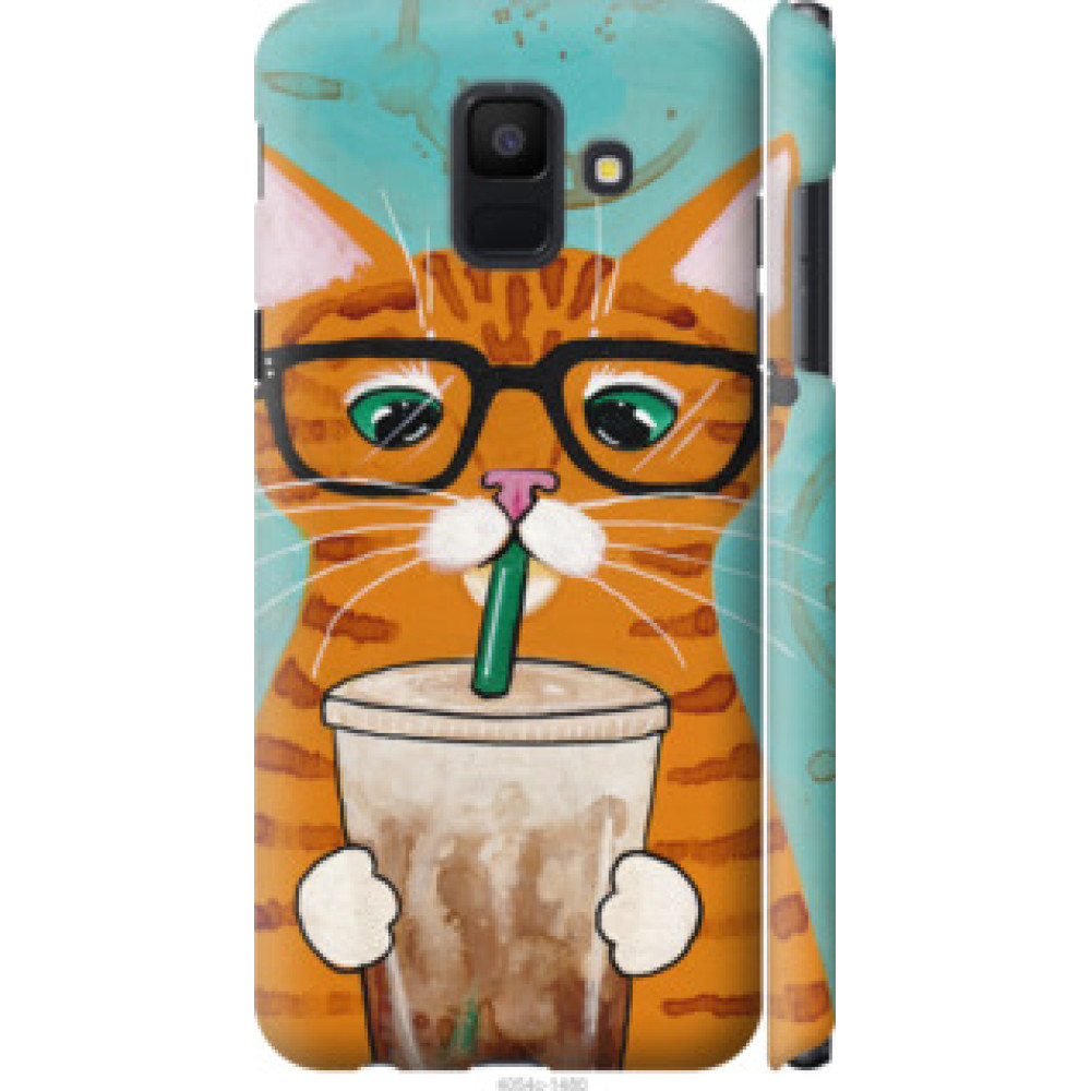 Чехол на Samsung Galaxy A6 2018 Зеленоглазый кот в очках (4054c-1480)