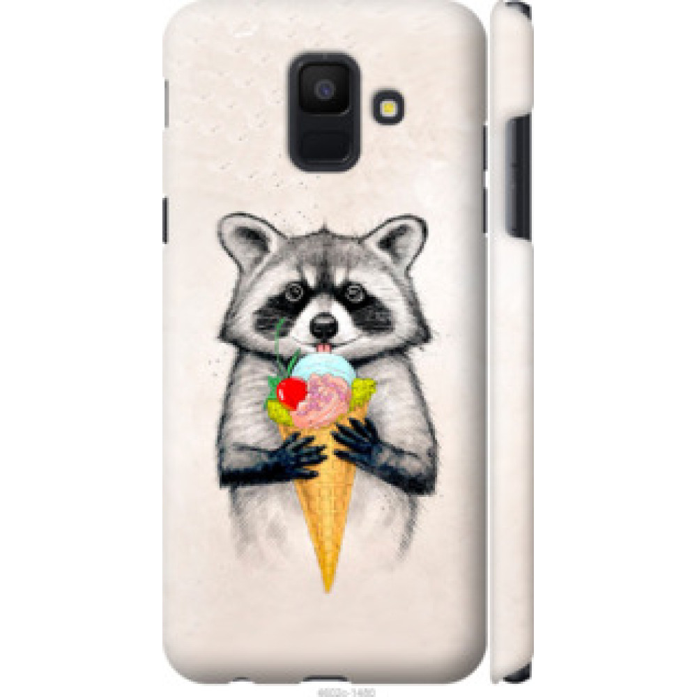 Чехол на Samsung Galaxy A6 2018 Енотик с мороженым (4602c-1480)