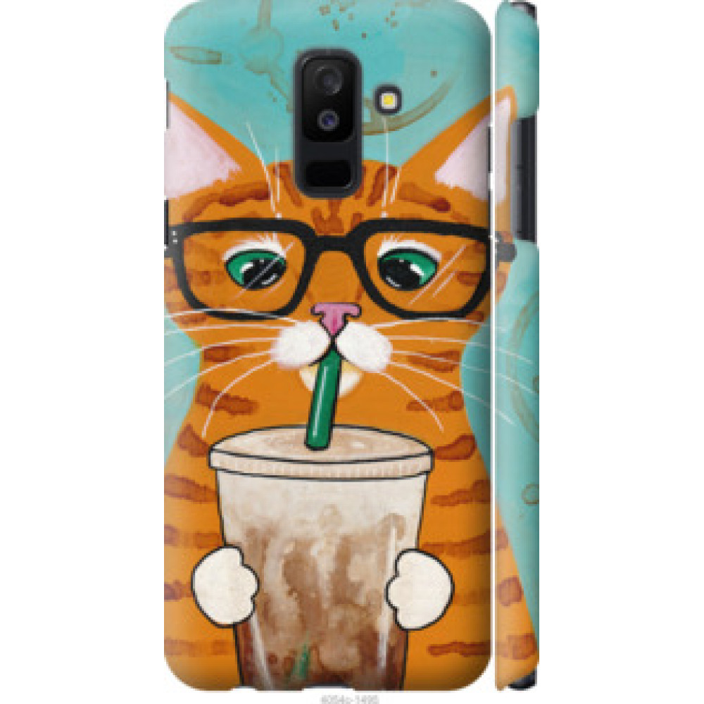 Чехол на Samsung Galaxy A6 Plus 2018 Зеленоглазый кот в очках (4054c-1495)