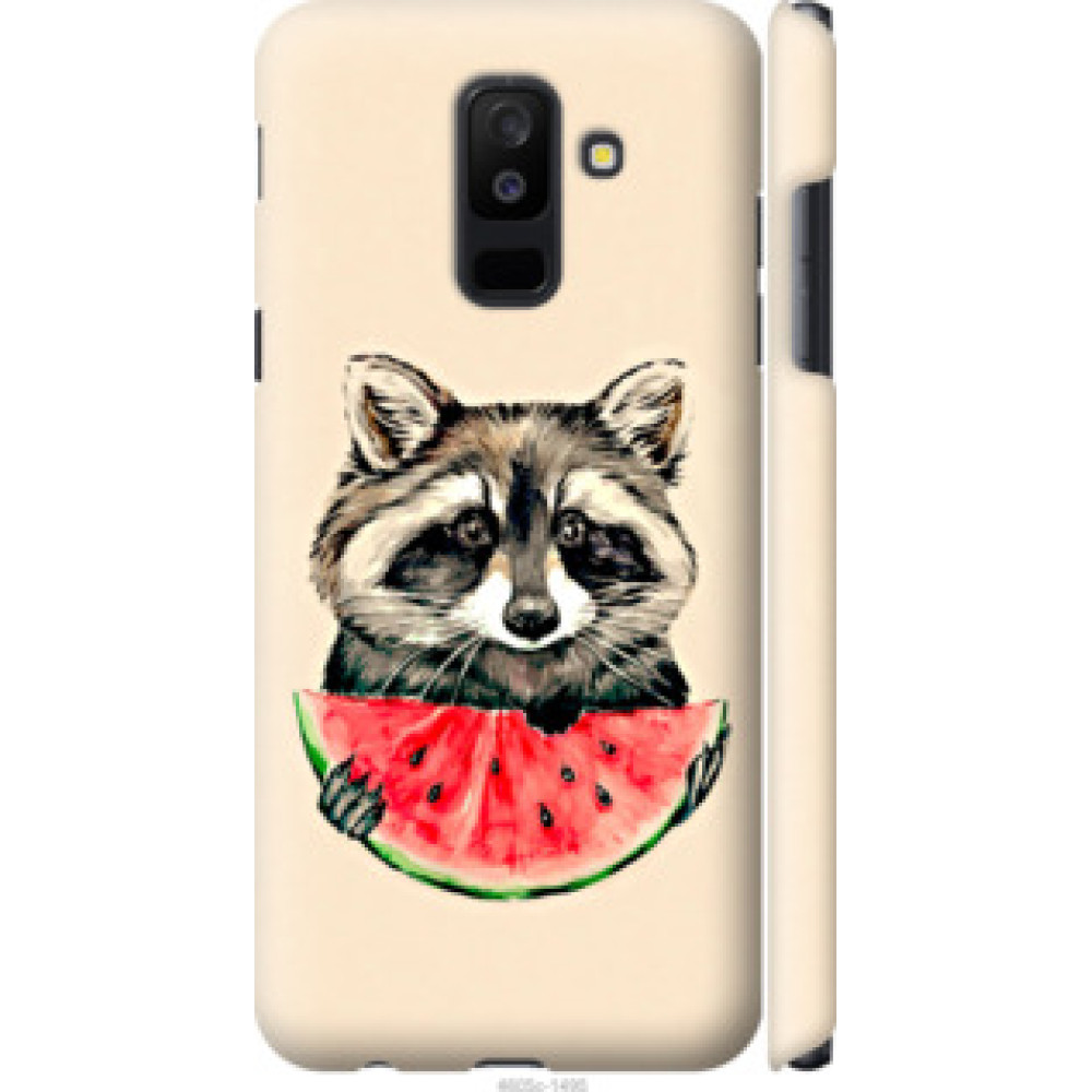 Чохол на Samsung Galaxy A6 Plus 2018 Енотик с арбузом (4605c-1495)