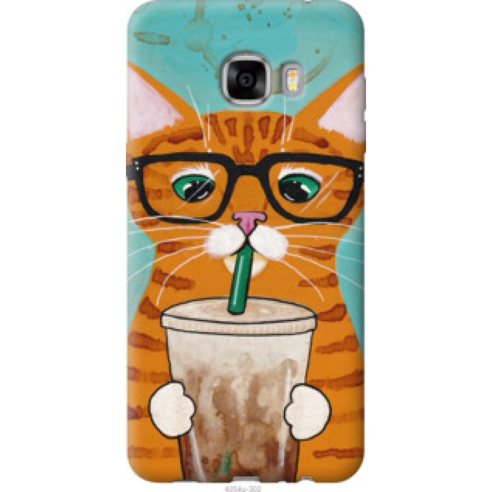 Чохол на Samsung Galaxy C7 C7000 Зеленоглазый кот в очках (4054u-302)