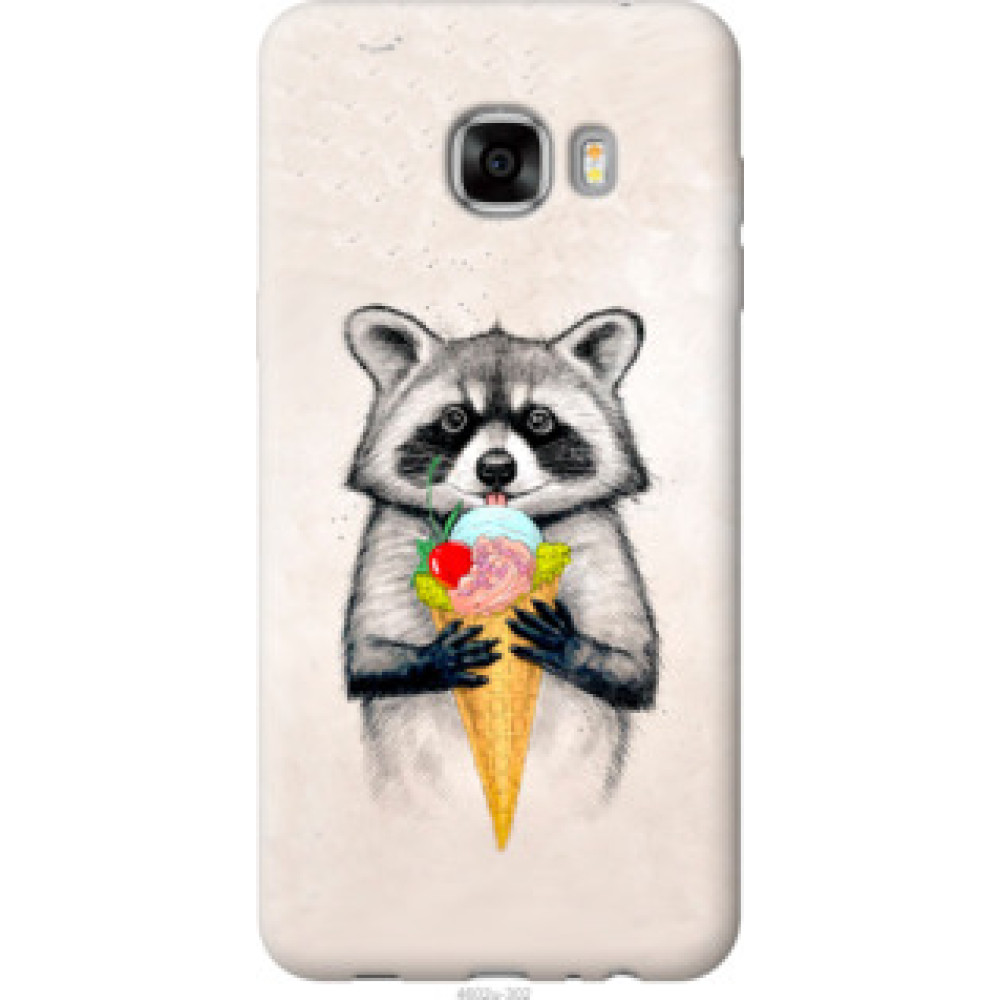 Чехол на Samsung Galaxy C7 C7000 Енотик с мороженым (4602u-302)