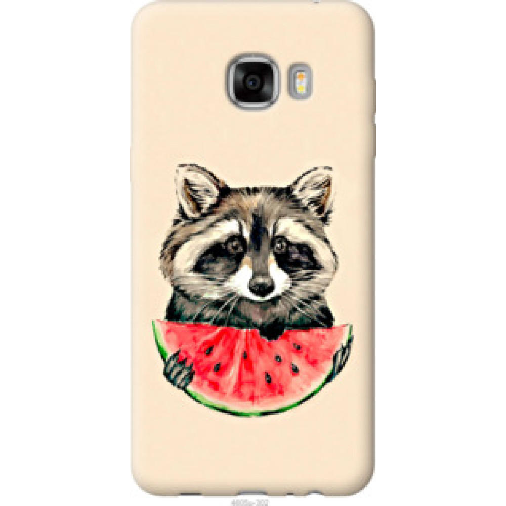 Чохол на Samsung Galaxy C7 C7000 Енотик с арбузом (4605u-302)