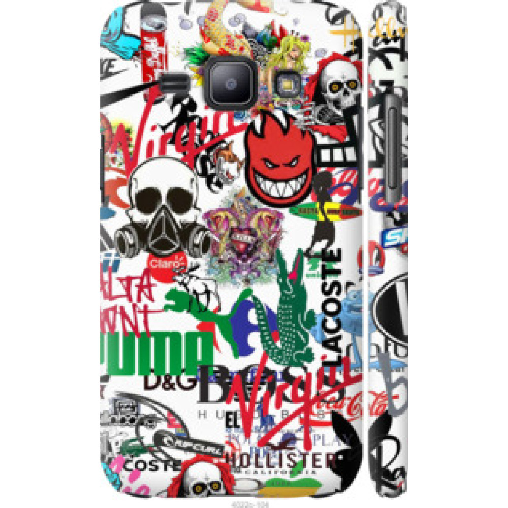 Чехол на Samsung Galaxy J1 J100H Many different logos (4022c-104)