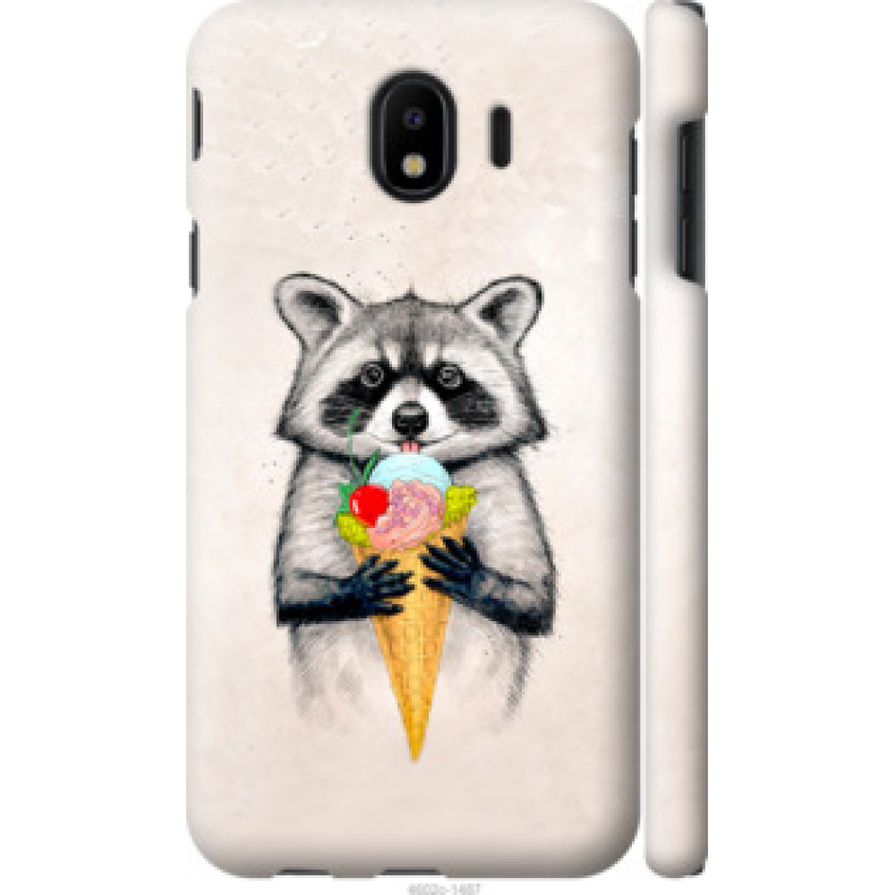 Чехол на Samsung Galaxy J4 2018 Енотик с мороженым (4602c-1487)