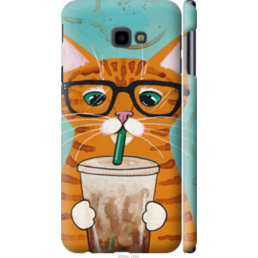 Чехол на Samsung Galaxy J4 Plus 2018 Зеленоглазый кот в очках (4054c-1594)