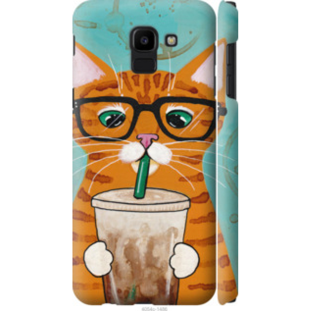 Чохол на Samsung Galaxy J6 2018 Зеленоглазый кот в очках (4054c-1486)