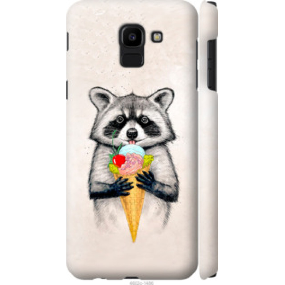 Чехол на Samsung Galaxy J6 2018 Енотик с мороженым (4602c-1486)