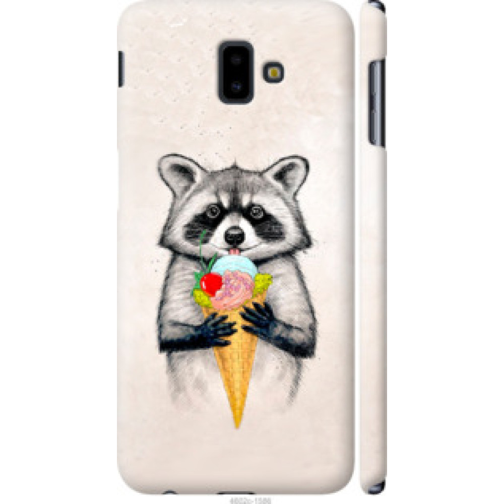 Чехол на Samsung Galaxy J6 Plus 2018 Енотик с мороженым (4602c-1586)