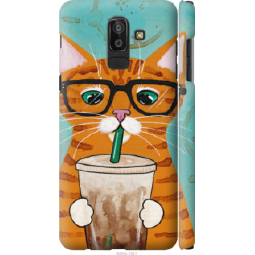 Чехол на Samsung Galaxy J8 2018 Зеленоглазый кот в очках (4054c-1511)